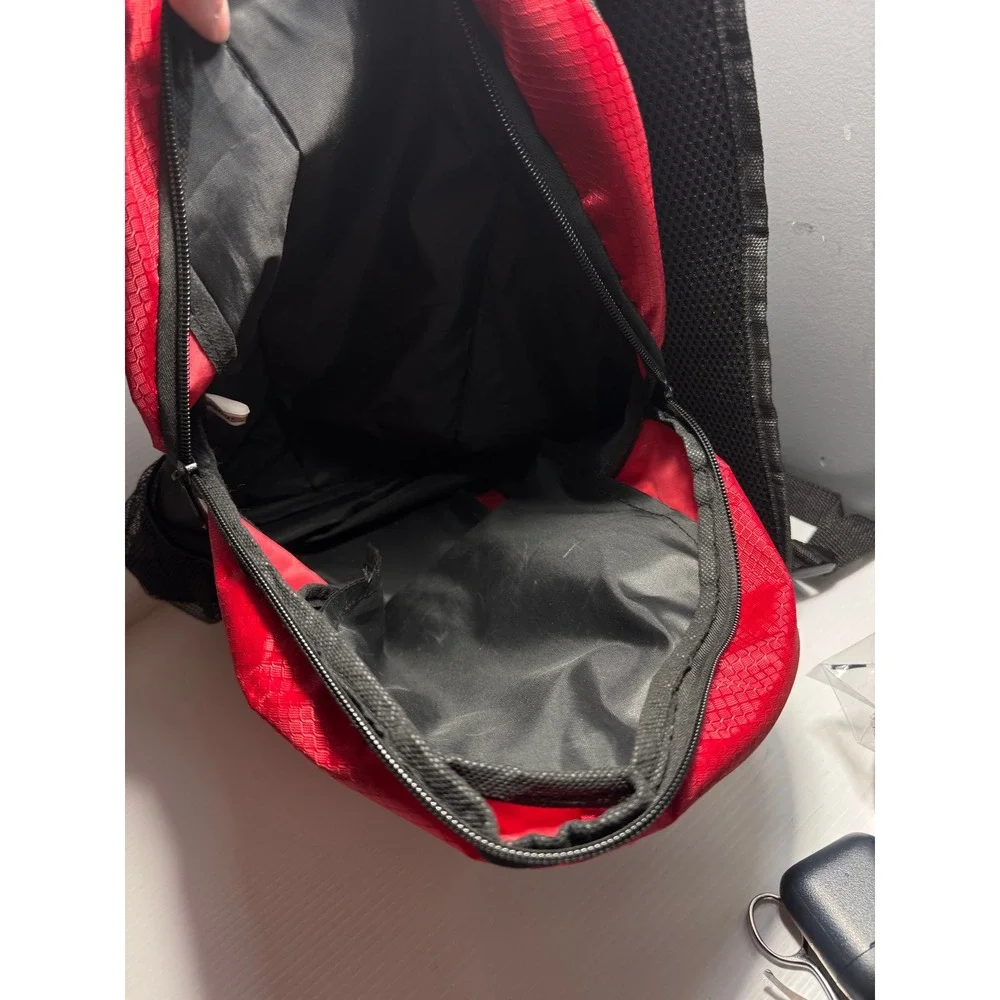 Vintage Space Camp Educator Backpack Red Black Nylon Laptop Bag Jet Pin 16x12.5